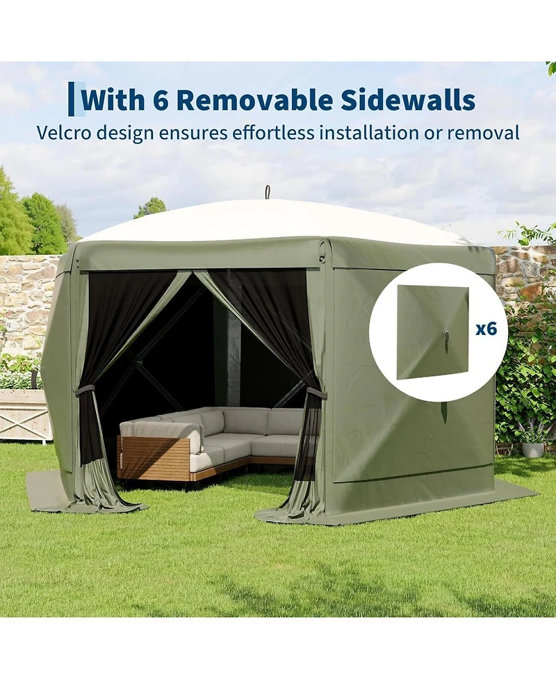 gaomon 11.8Feet Collapsible Gazebo Tent With 6 Removable Wind Panels For Outdoor Events, Camping, Patio, Backyard