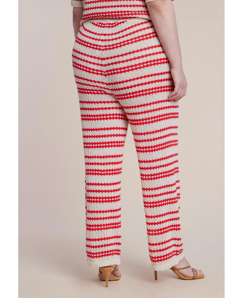 Eloquii Women's Pointelle Stripe Sweater Pant