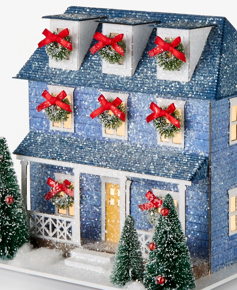 Holiday Lane Whimsy Town House with Bow Trim and Trees Decor, Macy's Exclusive