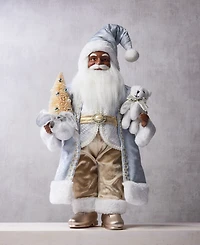 Holiday Lane Opulence African American Standing Santa with Tree and Stuffed Bear, Macy's Exclusive