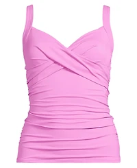 Lands' End Women's Plus Chlorine Resistant V-Neck Wrap Underwire Tankini Swimsuit Top Adjustable Straps