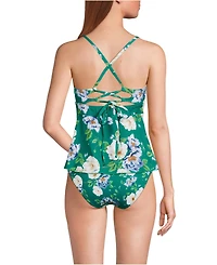 Lands' End Women's Lace-up Flutter Tankini Swimsuit Top