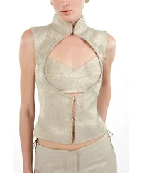 Nocturne Women's Braid-Trim Bustier Top with Built-In Bra