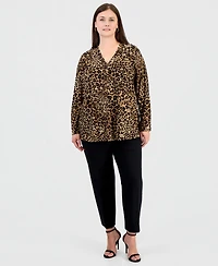 Anne Klein Essentials Plus V-Neck Notch Collar Blouse