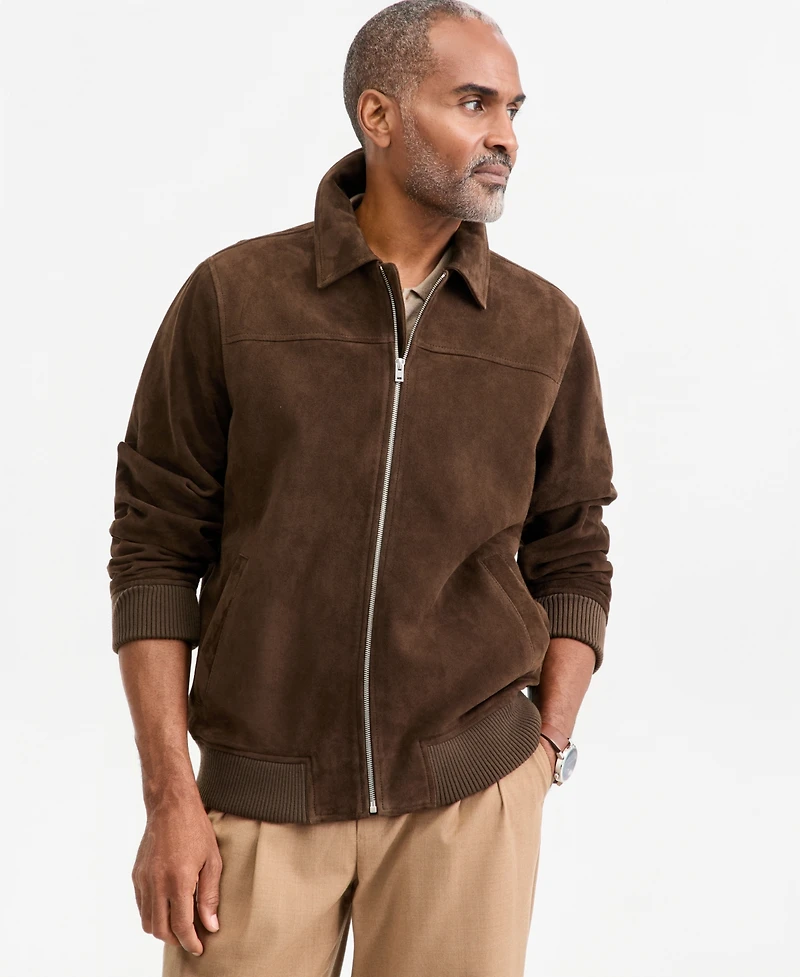 Club Room Men's Zip Front Suede Jacket, Macy's Exclusive