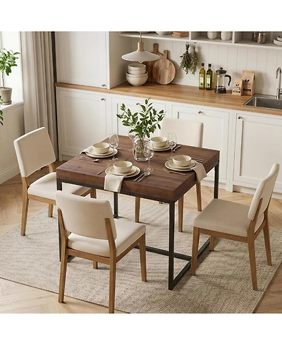 Tribesigns 31.5" Square Dining Table for 2-4:2.75" thick solid fir wood tabletop.Space-saving kitchen table for small space,dining room,living room