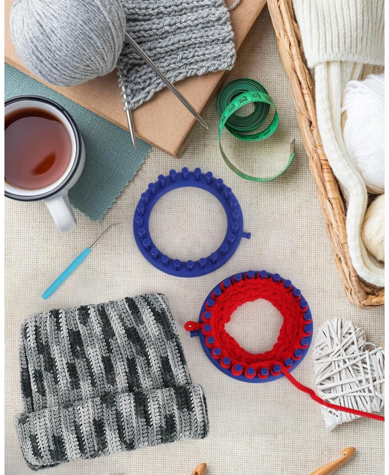 Aeelike Round Knitting Looms Set - 24 Pegs, 14 cm Diameter Plastic Loom for Beginners