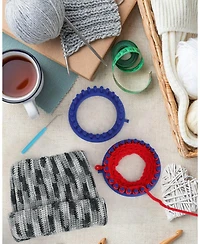Aeelike Round Knitting Looms Set - 24 Pegs, 14 cm Diameter Plastic Loom for Beginners