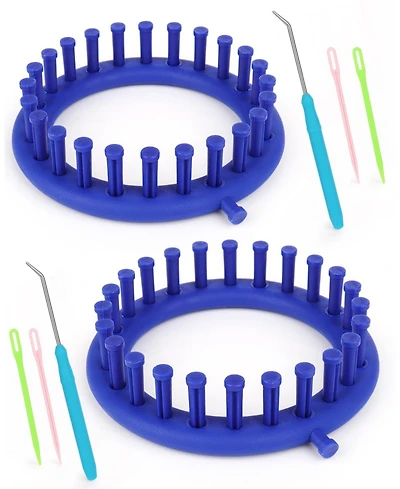 Aeelike Round Knitting Looms Set - 24 Pegs, 14 cm Diameter Plastic Loom for Beginners