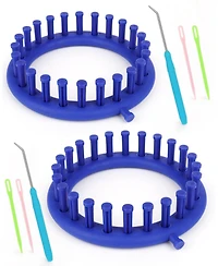 Aeelike Round Knitting Looms Set - 24 Pegs, 14 cm Diameter Plastic Loom for Beginners