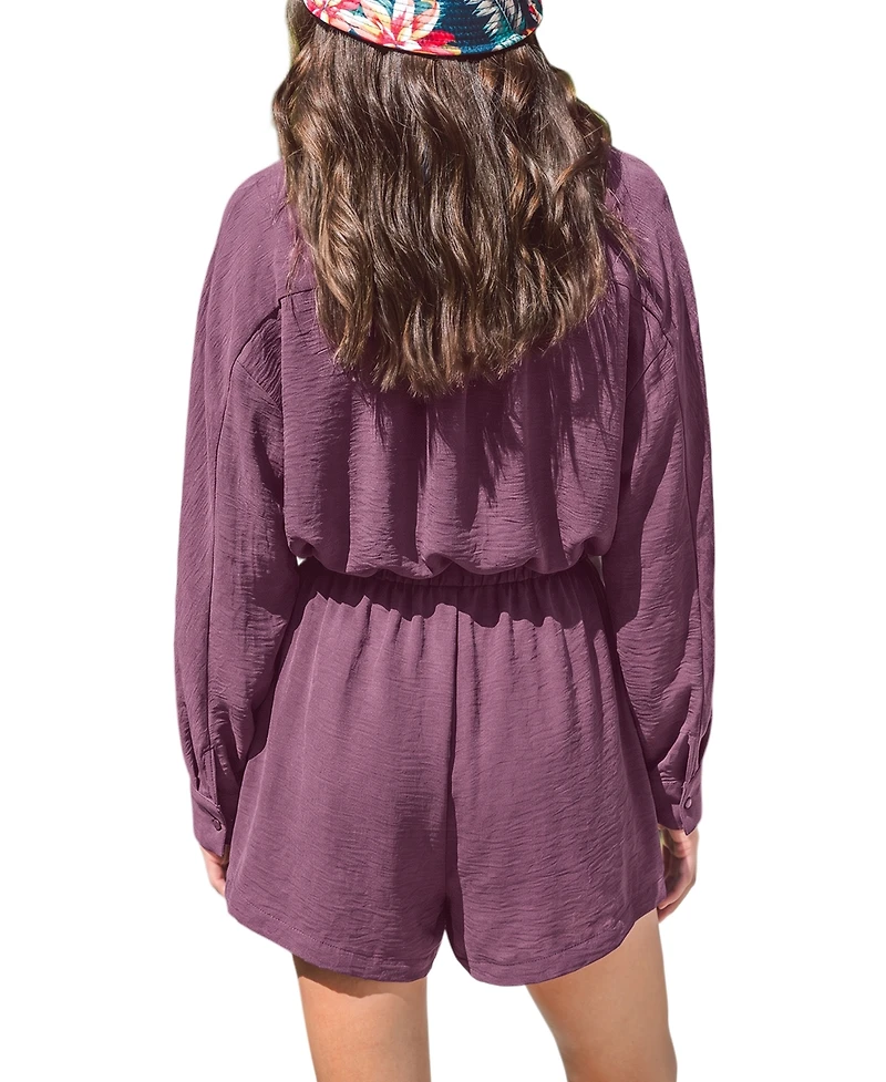 Cupshe Women's V-Neck Long Sleeve Blouse and High-Waisted Elastic Shorts Matching Outfits