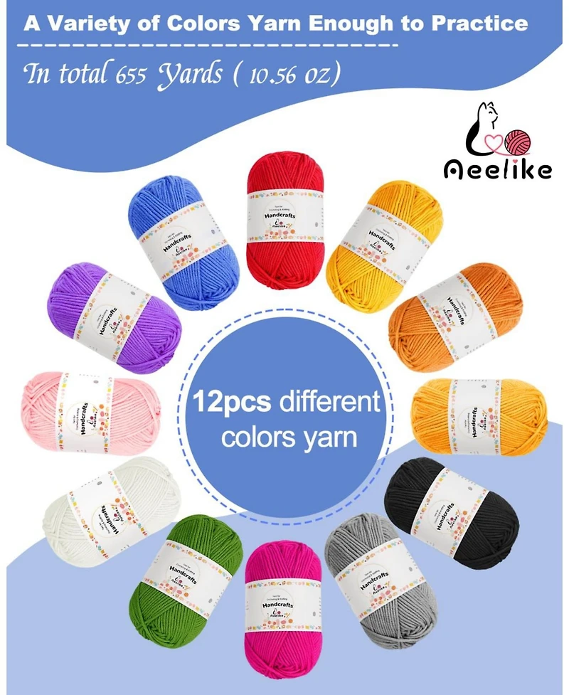 Aeelike Crochet Kit for Beginners - 23 Crochet Hooks, 655 Yards Yarn Set with Instruction, Bag and Accessories