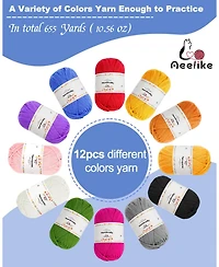 Aeelike Crochet Kit for Beginners - 23 Crochet Hooks, 655 Yards Yarn Set with Instruction, Bag and Accessories