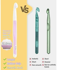 Aeelike Crochet Hooks Set, 8mm-20mm Ergonomic with Rubber Handle for Chunky Yarn