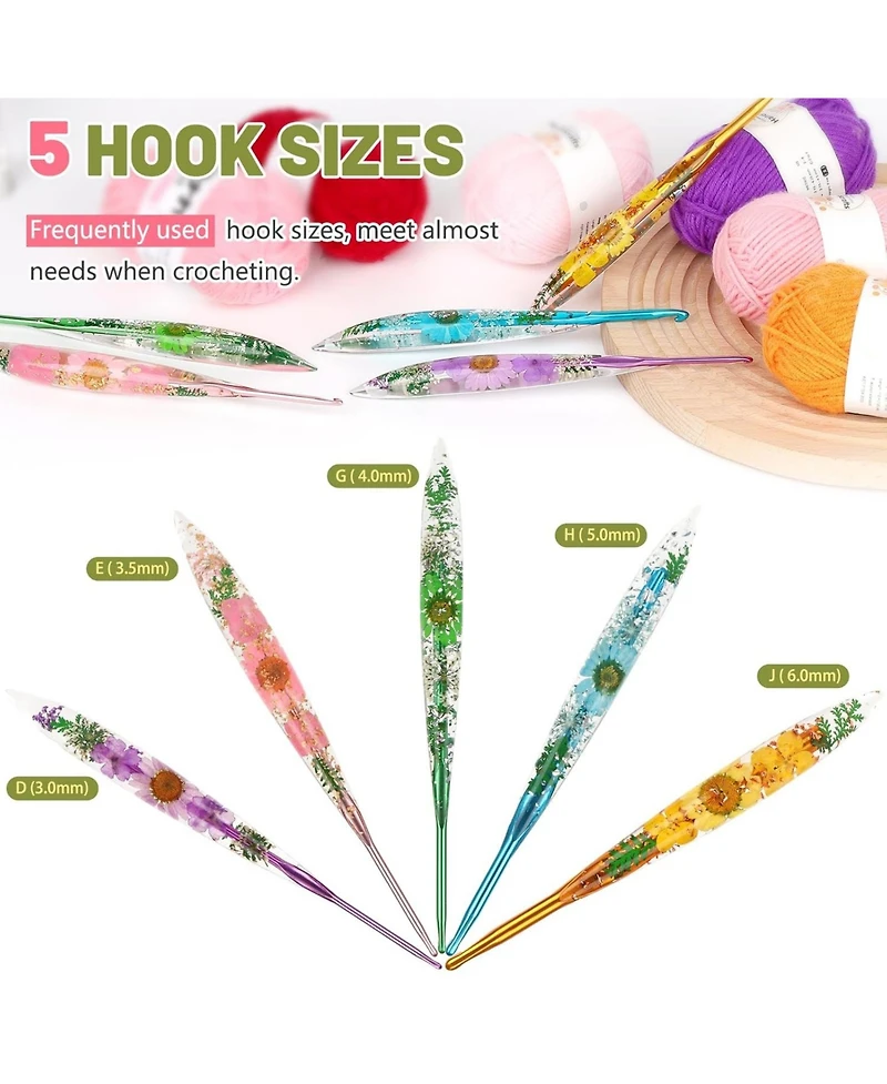 Aeelike Crochet Hooks Set, 3.0mm-6.0mm Ergonomic Crochet Hooks with Long Floral Handle, Super Shiny, Unique for Diy Crafts, Blanket, Sweaters