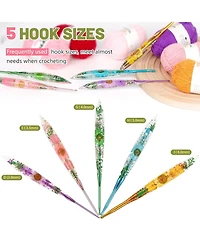 Aeelike Crochet Hooks Set, 3.0mm-6.0mm Ergonomic Crochet Hooks with Long Floral Handle, Super Shiny, Unique for Diy Crafts, Blanket, Sweaters