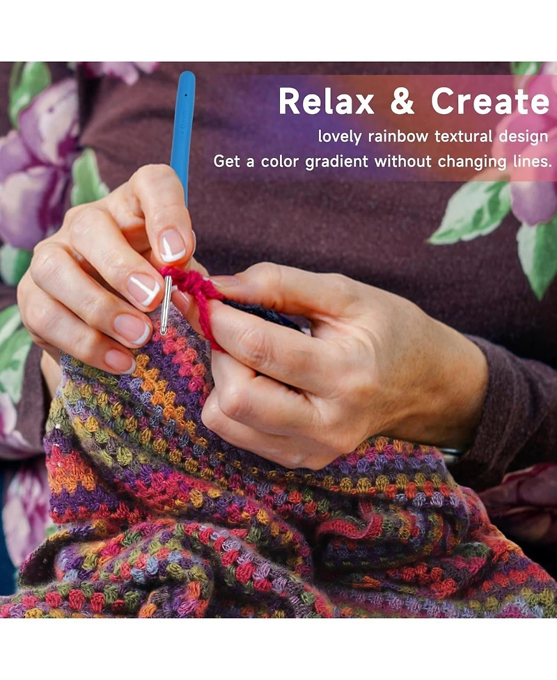 Aeelike Blanket Crochet Kit for Beginners, Gradient Blanket, Complete Starter Crochet Kit with Enough Warm Wool Yarn, Video Tutorials