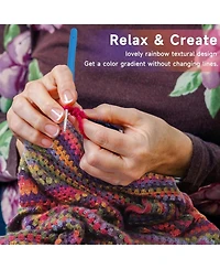 Aeelike Blanket Crochet Kit for Beginners, Gradient Blanket, Complete Starter Crochet Kit with Enough Warm Wool Yarn, Video Tutorials