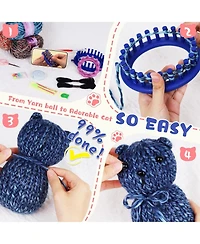 Aeelike Round Loom Knitting Kit for Beginners, Easy to Knit Cat (LandS) Complete Beginner Kit with Step-by-Step Instructions Videos, Animal Craft Gift