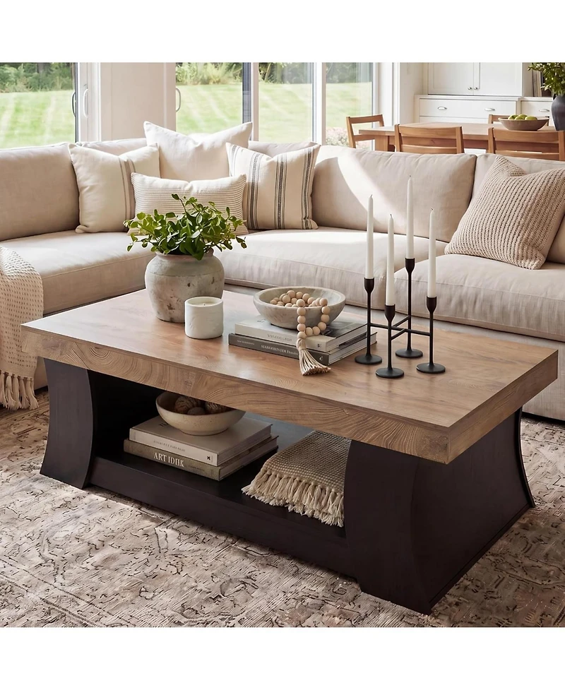 Tribesigns 55" Coffee Table: Living room table with storage shelf. Modern farmhouse rectangle table for living room,bedroom,office.