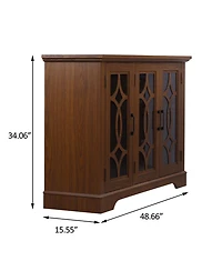 Clihome Buffet Sideboard Cabinet with 3 Tempered Glass Doors, Adjustable Shelves Mdf Storage