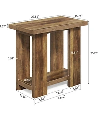 Tribesigns 2 Tier Side Table with Storage,Rustic Wood End Table,Narrow Nightstand Bedside Table for Living Room,Bedroom,Small Spaces