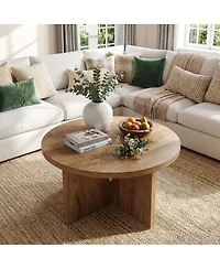 Tribesigns Round Coffee Table: 31.5" circle center table for living room, modern wooden table for small space, easy assembly.