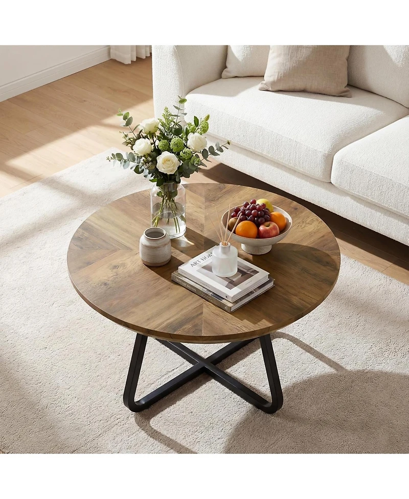 Tribesigns 31.5 Inches Round Coffee Table, Modern Wooden Center Table for Living Room, Home Office, Small Space, Easy Assembly