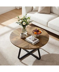 Tribesigns 31.5 Inches Round Coffee Table, Modern Wooden Center Table for Living Room, Home Office, Small Space, Easy Assembly