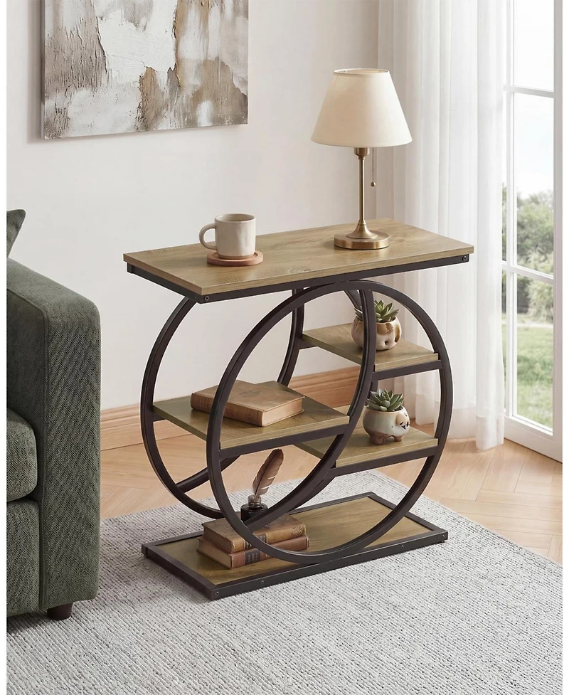 Tribesigns End Table,Narrow Side Table with 4-Tier Large Storage Space, Modern Bedside Table for Living Room, Home Office, Bedroom