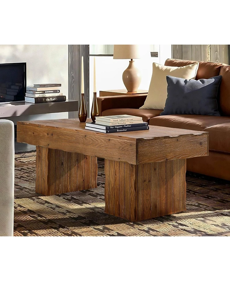 Tribesigns 47" Solid Wood Coffee Table: Farmhouse center table with thick base. Rustic cocktail table for living room, office.