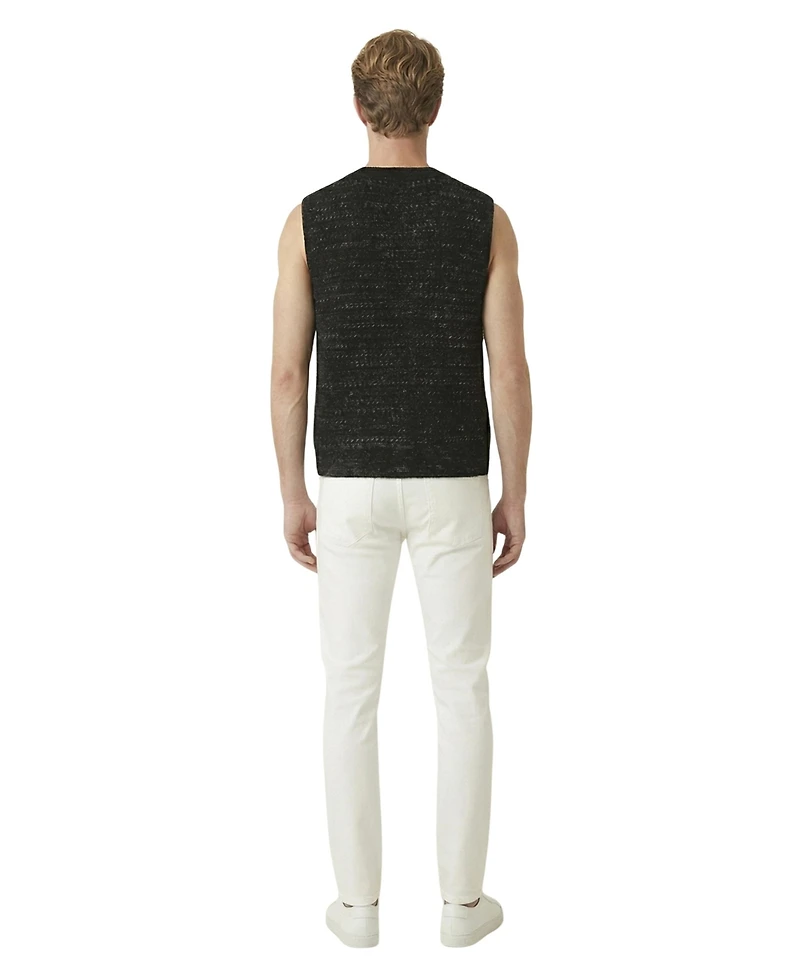 Modenaire Men's Textured V-Neck Button-Front Knit Vest