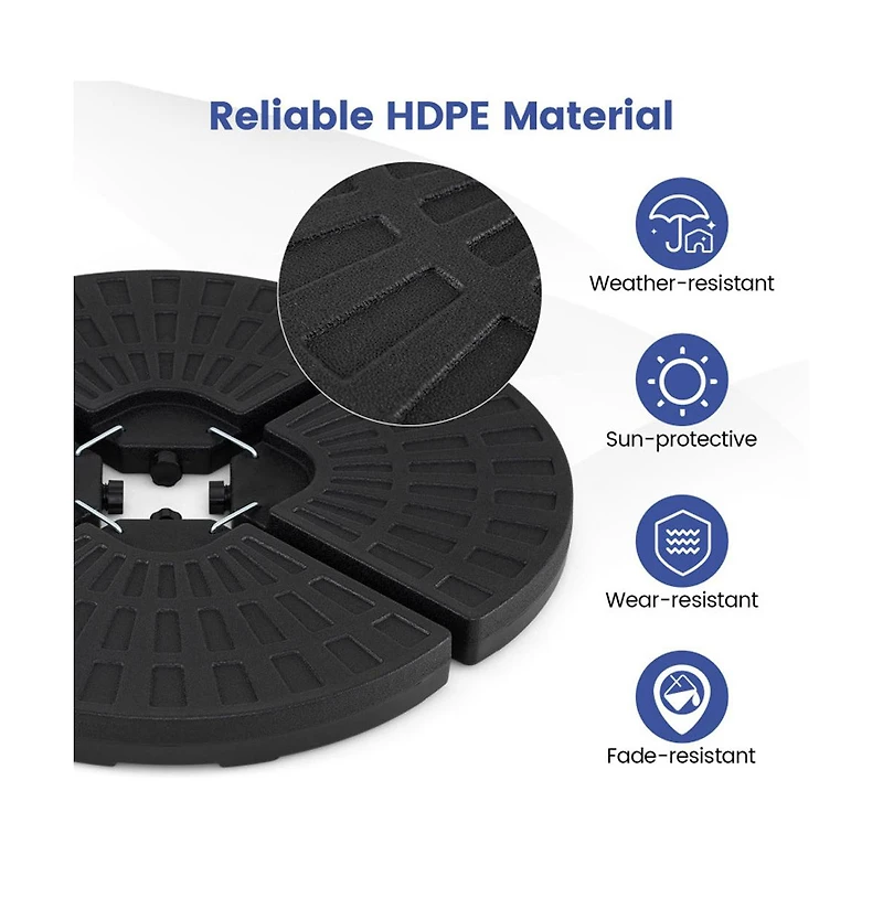 Boyel Living 4-Piece Patio Market Umbrella Base 140 Lbs Heavy-Duty with U-Locking Pins