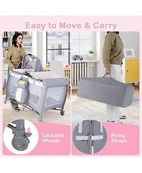 Costway 4-in-1 Convertible Portable Baby Playard Newborn Napper with Music and Toys
