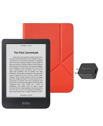 Kobo Clara Bw eReader with Cayenne SleepCover Case and Ac Bundle