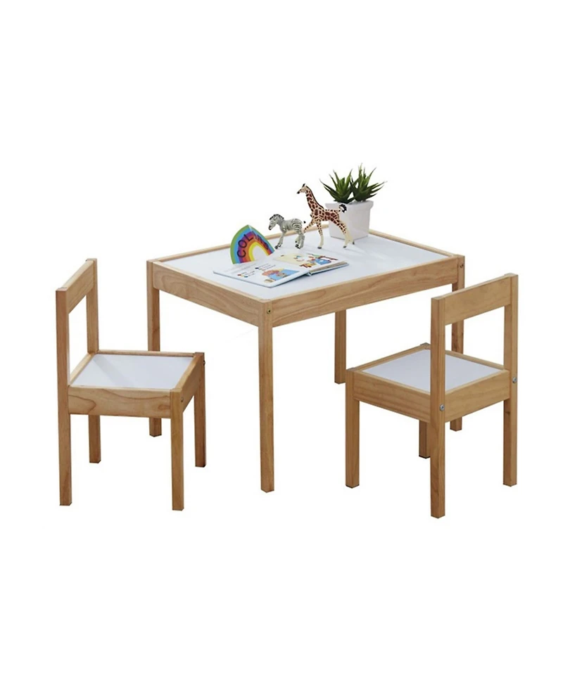 Pj Wood 3 Piece Table and Chairs Set with Natural Finish and Dry Erase Surface