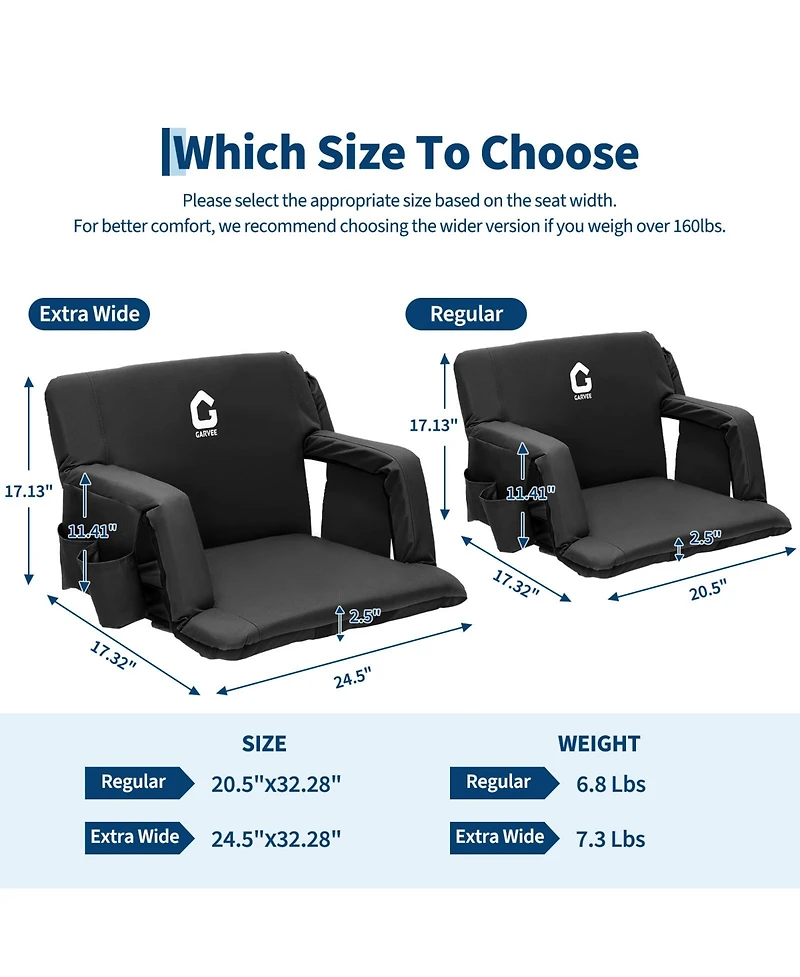 gaomon 2-Pack Portable 20.5in Folding Reclining Stadium Seats