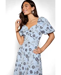 Coast Women's Puff Sleeve Embroidered Midi Dress