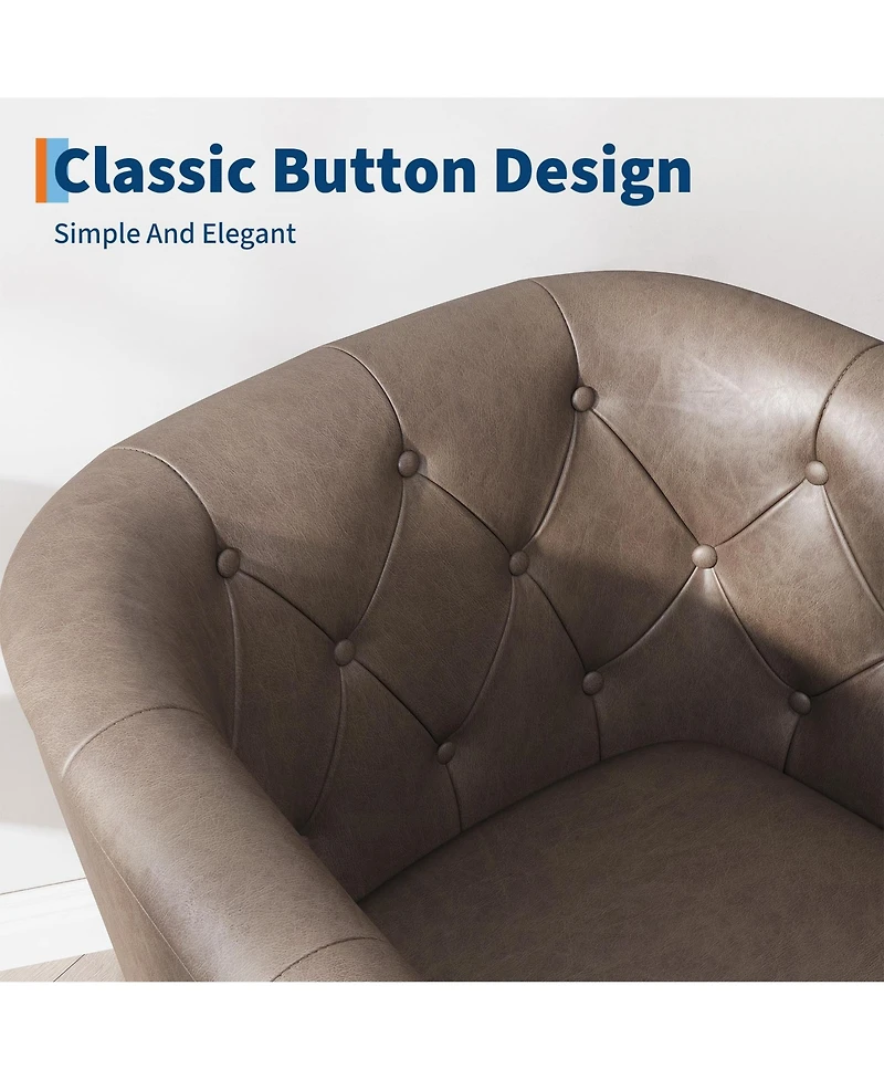 gaomon Modern Barrel Accent Chair, Tufted Back with Nailhead Trim, Upholstered Comfort Lounge for Living Room, Bedroom, Patio and Office