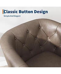 gaomon Modern Barrel Accent Chair, Tufted Back with Nailhead Trim, Upholstered Comfort Lounge for Living Room, Bedroom, Patio and Office