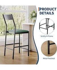 gaomon Set of 4 Modern Bar Stools 24" Counter Height, Pu Leather Stools with Backrest and Footrest, 300 Lb Capacity for Bar, Kitchen or Dining Room