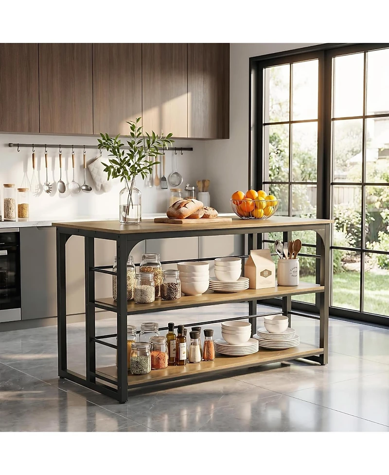 Tribesigns Kitchen Island With Storage 63" Worktop Shelf Modern Kitchen Counter For Dining Room, Kitchen, Living Room