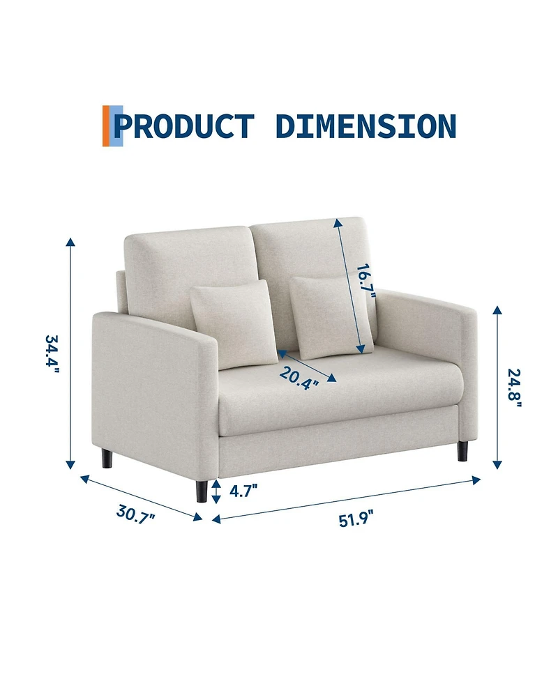 homfan Teddy Fabric Loveseat – No Assembly Small Couch. Wood Frame and High Weight Capacity for Apartment or Living Room