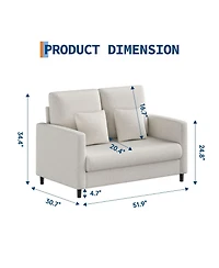 homfan Teddy Fabric Loveseat – No Assembly Small Couch. Wood Frame and High Weight Capacity for Apartment or Living Room