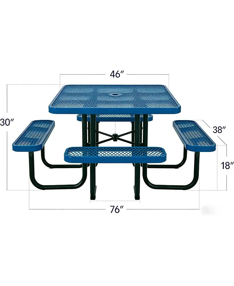 gaomon Heavy Duty 46" Square Patio Picnic Tables for Outdoors with Umbrella Hole