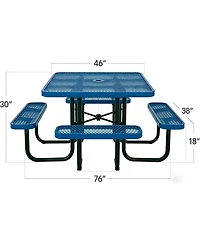 gaomon Heavy Duty 46" Square Patio Picnic Tables for Outdoors with Umbrella Hole