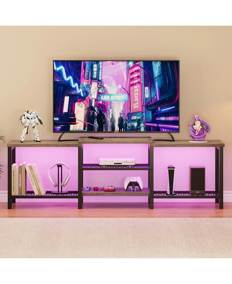 gaomon Tv Stand with Led, Entertainment Center Power Outlets, Large Media Console for TVs,