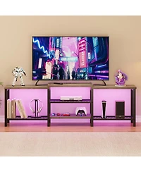gaomon Tv Stand with Led, Entertainment Center Power Outlets, Large Media Console for TVs,