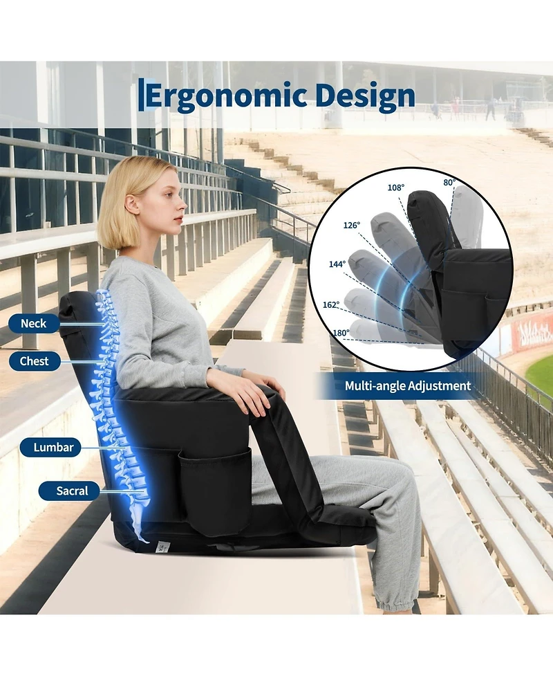 gaomon 2-Pack Portable 24.5in Folding Reclining Stadium Seats, Folding Bleacher Chairs