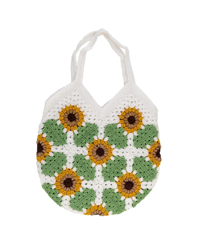 John Bead Sunflower Tote Bag Floral Crochet Diy Kit for Beginners